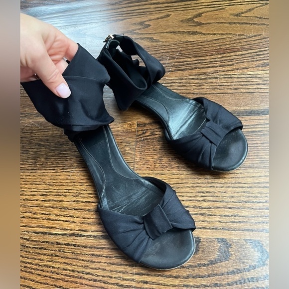 Fendi Black  Stretch Fabric Ankle Wrap Flat Sandals Size 37.5 (7/7.5 US) - Picture 3 of 7